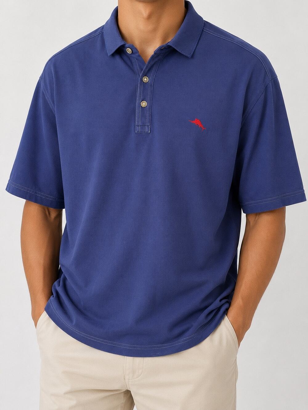 Tommy Bahama Mens Supima Cotton Royal Blue Short Sleeve Polo Shirt 3XL XXXL